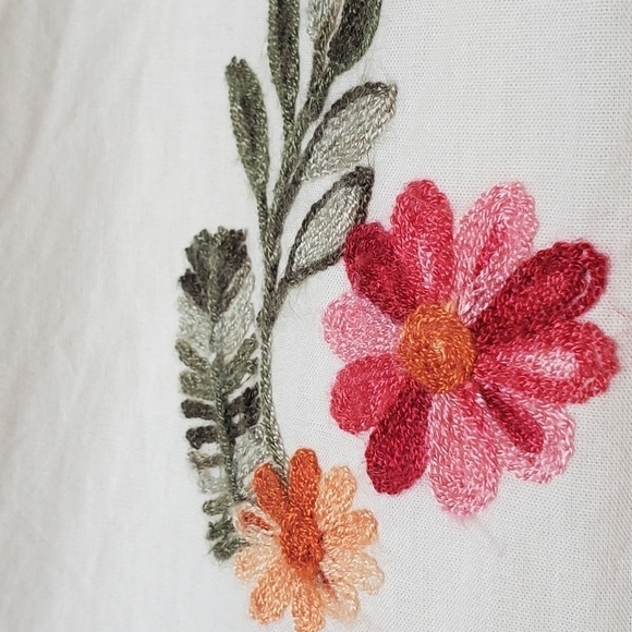 ChouChou Embroidered Cottagecore Grannycore Tunic Top Puff Sleeve Mini Dress - Picture 4 of 11